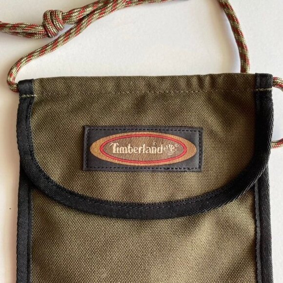 Timberland Olive Green Canvas Neck Wallet With Adjustable Cord - Picture 4 of 4